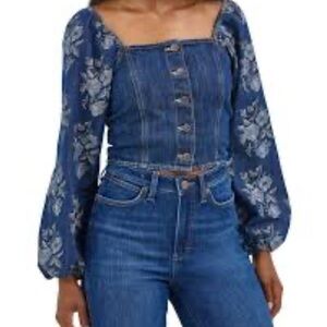 Wrangler Blue Floral Crop Top
